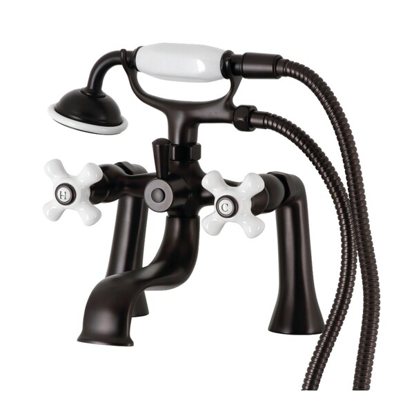Kingston Brass Deck Mount Clawfoot Tub Faucet with Hand Shower, Oil Rubbed Bronze KS228PXORB - main